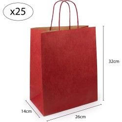 Sac Rouge Poignées  Torsadées 20 x 10 + 29 cm